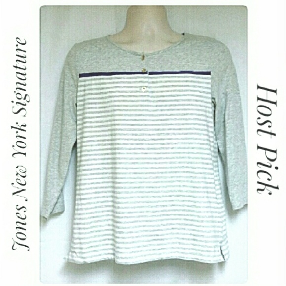 Jones New York Tops - Jones New York Striped Crew Neck Top Size Large Jones New York Tops - Jones New York Striped Crew Neck Top Size Large